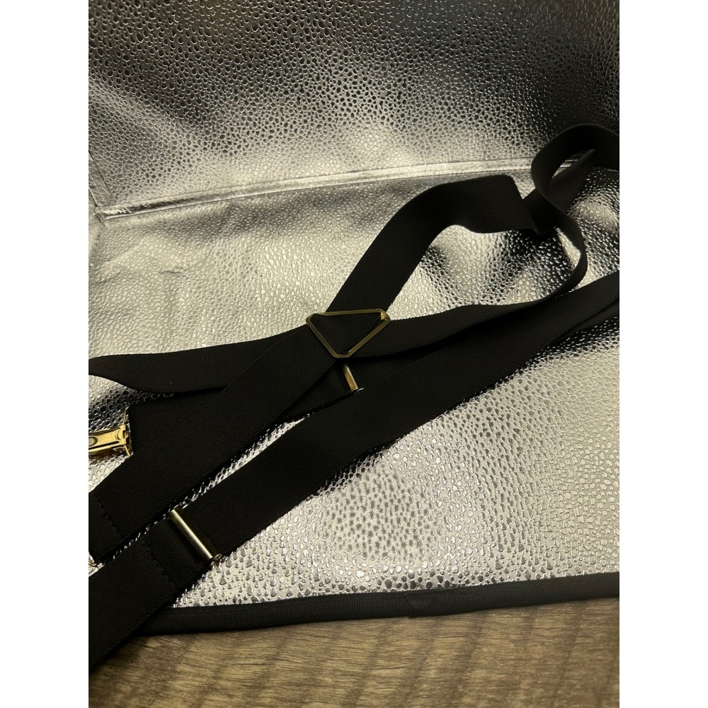 Mens Black Elastic Suspenders Gold Tone Hardware X-Back Adjustable Braces